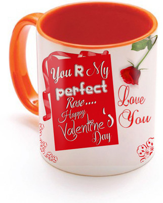 

SKY TRENDS Valentine Gift for Girlfriend Love Printed I Love U Forever Perfect for Her Him Wife Fiance Anniversary And Birthday STGD014 Ceramic Mug(325 ml), Orange
