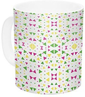 

Kess InHouse InHouse Empire Ruhl Neon Triangles Pink Green Ceramic Coffee, 11 oz, Multicolor Ceramic Mug(60 ml)