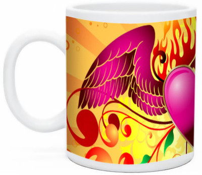 

Shopmillions Pink Heart Ceramic Mug(350 ml), Multicolor