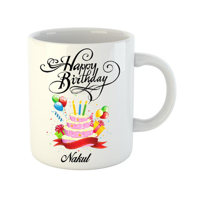 

Huppme Happy Birthday Nakul White (350 ml) Ceramic Mug(350 ml)