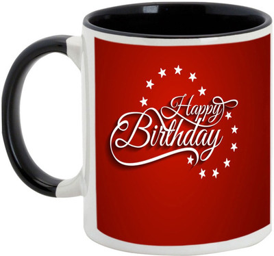 

AllUPrints Feel Like A Star On Your Birthday Ceramic Mug(325 ml), Black