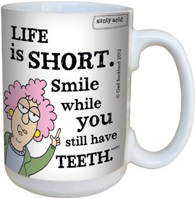 

Tree-Free Greetings Greetings lm43757 Hilarious Aunty Acid Life is Short by The Backland Studio Ceramic, 15-Ounce Ceramic Mug(60 ml), Multicolor