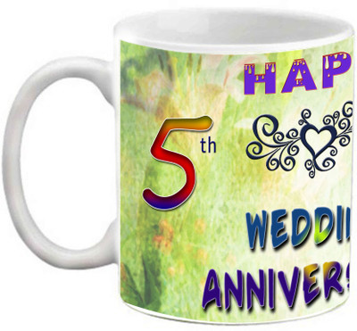 

EFW Happy 5th Wedding Anniversary Photo Personalized Ceramic Mug(325 ml), White