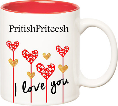 

Huppme I Love You Pritishpriteesh Inner Red (350 ml) Ceramic Mug(350 ml), Red;white