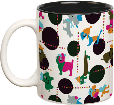 

Prithish Cartoon Design Double Color Ceramic Mug(330 ml), Multicolor