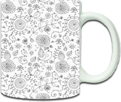 

Maison N Mode Design On Wh Pattern Coffee Ceramic Mug(330 ml), Multicolor