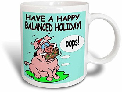 

3dRose Ira Monroes Pig Eating A Fruitcake Ceramic, 11 oz, White Ceramic Mug(60 ml), Multicolor