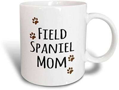 

3dRose Field Spaniel Dog Mom Doggie By Breed Brown Muddy Paw Prints Doggy Lover Pet Owner Mama Love Ceramic, 15 oz, White Ceramic Mug(60 ml)