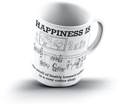Ucard Happiness Is1736 Bone China, Ceramic, Porcelain Mug(325 ml)