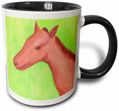 

3dRose Colt Horse Watercolor Two Tone Black, 11 oz, Black/White Ceramic Mug(60 ml), Multicolor