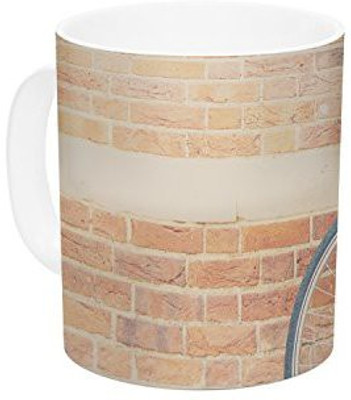 

Kess InHouse InHouse Laura Evans A Red Bicycle Orange Brown Ceramic Coffee, 11 oz, Multicolor Ceramic Mug(60 ml)
