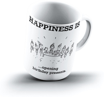

Ucard Happiness Is2276 Bone China, Ceramic, Porcelain Mug(325 ml), Multicolor
