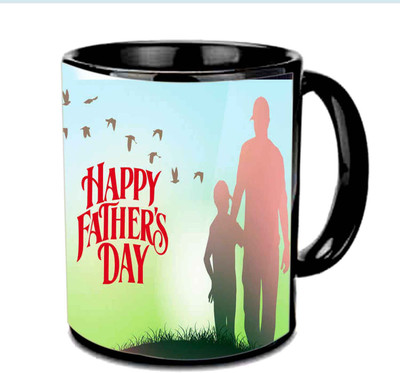 

Raj Laxmi Wish You A Happy Fathers Day With Nature View Multicolor Ceramic Mug(3.5 ml), Black