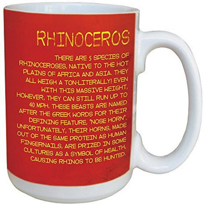 

Tree-Free Greetings Greetings 45780 Eric Isselee Rhinoceros Baby Ceramic with Full-Sized Handle, 15-Ounce Ceramic Mug(60 ml), Multicolor