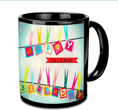 

Raj Laxmi Colorful Font Happy B'day Black Ceramic Mug(3.5 ml)