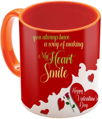 

SKY TRENDS Valentine Gift for Girlfriend Love Printed I Love U Forever Perfect for Her Him Wife Fiance Anniversary And Birthday STGD067 Ceramic Mug(325 ml), Orange