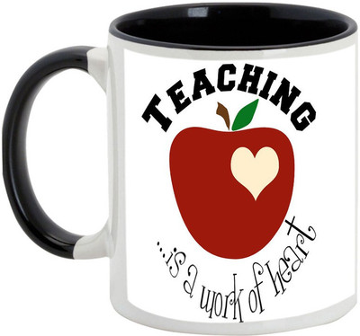 

AllUPrints Teaching A Work Of Heart Ceramic Mug(325 ml), Black