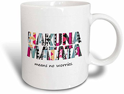 

3dRose mug_193345_1 Hakuna Matata Means No Worries Ceramic, 11-Ounce Ceramic Mug(60 ml), Multicolor