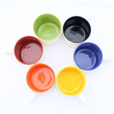 

Aarzool Duo Tone Bucket Shape Tea Cups Ceramic Mug(200 ml, Pack of 6), Multicolor;white