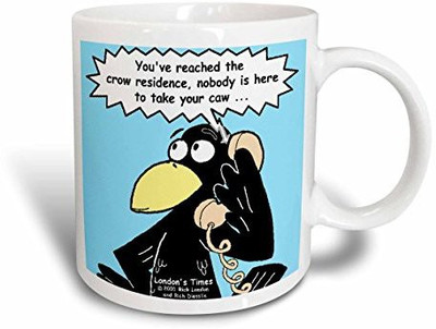 

3dRose Crow Answering Machines Ceramic, 11 oz, White Ceramic Mug(60 ml), Multicolor