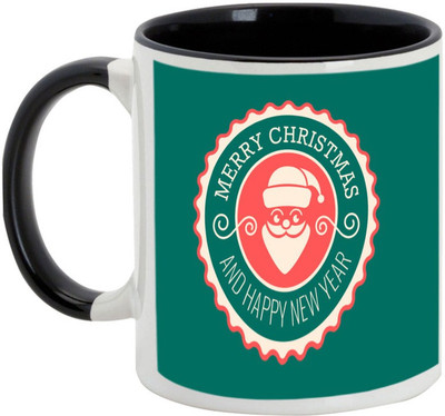 

AllUPrints Happy Santa Claus Ceramic Mug(325 ml), Black