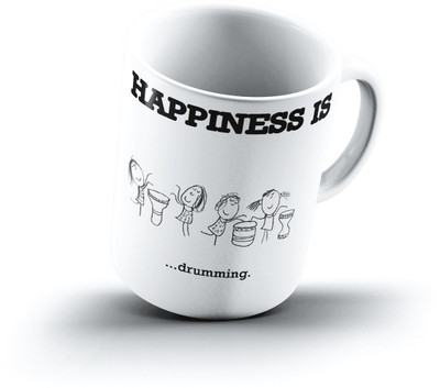 

Ucard Happiness Is1581 Bone China, Ceramic, Porcelain Mug(325 ml), Multicolor