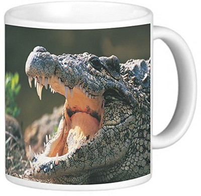 

Rikki Knight LLC Knight Photo Quality Ceramic Coffee, 11 oz, Alligator in The Wild Ceramic Mug(60 ml), Multicolor