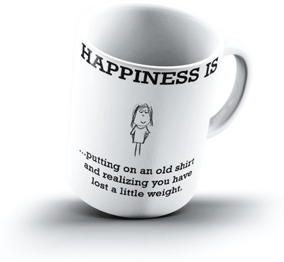 

Ucard Happiness Is1181 Bone China, Ceramic, Porcelain Mug(325 ml), Multicolor