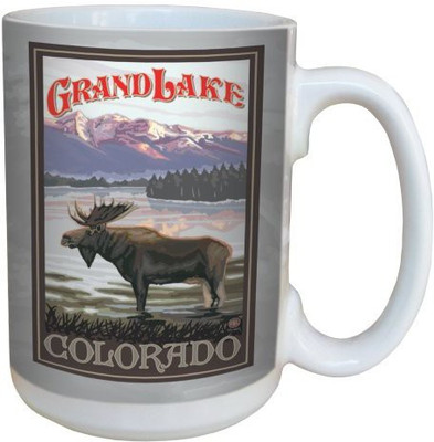 

Tree-Free Greetings Greetings 79366 Grand Lake Moose by Paul A. Lanquist Ceramic with Full-Sized Handle, 15-Ounce, Multicolored Ceramic Mug(60 ml), Multicolor