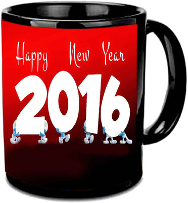 

Raj Laxmi Red black new eve Ceramic Mug(350 ml)