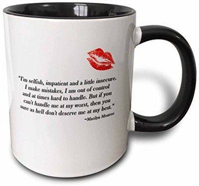 

3dRose mug_162254_4 Famous Marilyn Monroe Quote Two Tone Black, 11 oz, Black/White Ceramic Mug(60 ml), Multicolor