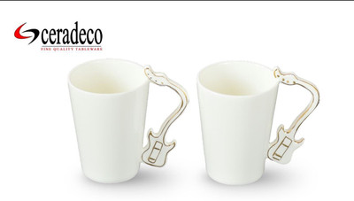 

Ceradeco Guitar Set Bone China Mug(150 ml, Pack of 2), White