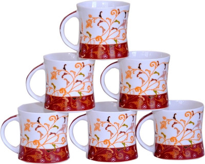 

Pearl Love Bone China(Red, White, Pack of 6)