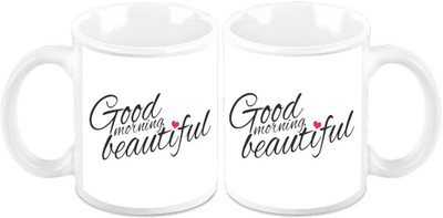 

Homesogood Good Morning Cutie Pie(Set Of 2) Ceramic Mug(325 ml, Pack of 2)