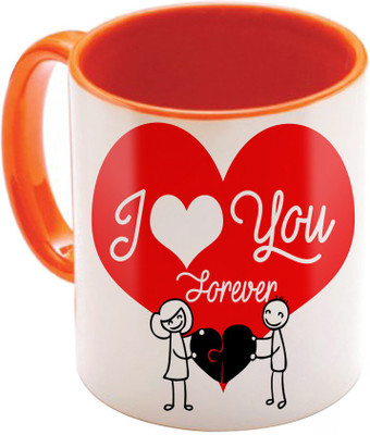 

SKY TRENDS Valentine Gift for Girlfriend Love Printed I Love U Forever Perfect for Her Him Wife Fiance Anniversary And Birthday STGD191 Ceramic Mug(325 ml), Orange