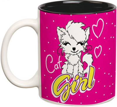 

Prithish Cat Girl Double Color Ceramic Mug(330 ml), Multicolor