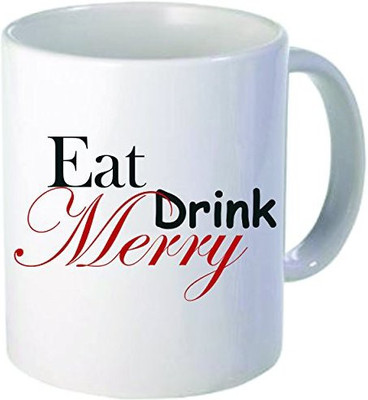 

Rikki Knight LLC Knight Eat Drink Merry Holiday Style 11 oz Ceramic Coffee Cup Ceramic Mug(60 ml), Multicolor