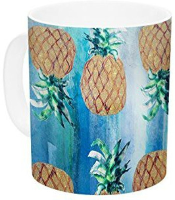 

Kess InHouse InHouse Nikki Strange Pineapple Beach Blue Brown Ceramic Coffee, 11 oz, Multicolor Ceramic Mug(60 ml)