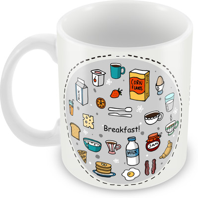 

Posterboy Breakfast Ceramic Mug(350 ml), Multicolor