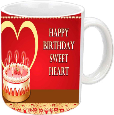 

Raj Laxmi Heart cake lovers b'day white mug Ceramic Mug(350 ml)