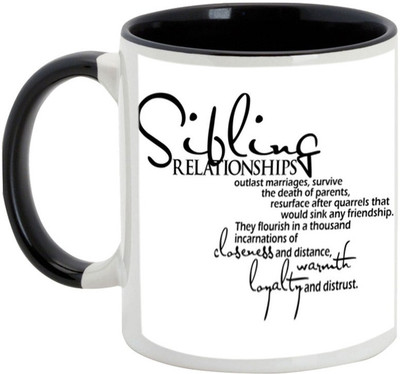 

AllUPrints Gift For Bahiya Dooj/ Brother/ Sister - Sibling Relationships Closeness And Distance Black Ceramic Mug(325 ml)