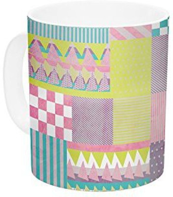 

Kess InHouse InHouse Louise Machado Patchwork Purple Green Ceramic Coffee, 11 oz, Multicolor Ceramic Mug(60 ml)