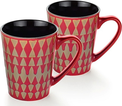 

Buono Casa SWMM114 Porcelain Mug(325 ml, Pack of 2), Red