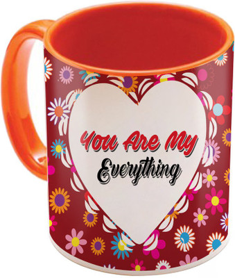 

SKY TRENDS Valentine Gift for Girlfriend Love Printed I Love U Forever Perfect for Her Him Wife Fiance Anniversary And Birthday STGD170 Ceramic Mug(325 ml), Orange