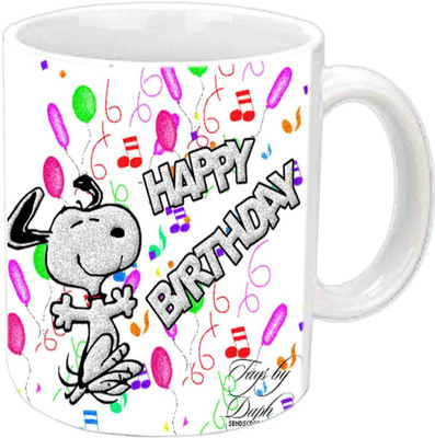 

Raj Laxmi Music sambal Happy B'day White Ceramic Mug(3.5 ml)