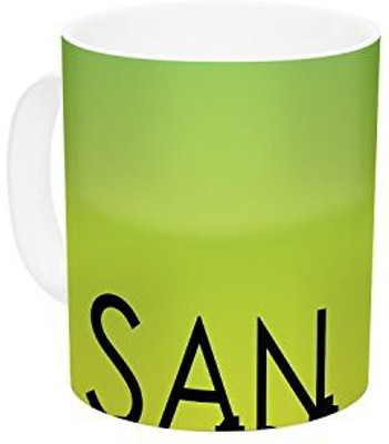 

Kess InHouse InHouse KESS Original San Diego Green Blue Ceramic Coffee, 11 oz, Multicolor Ceramic Mug(60 ml)