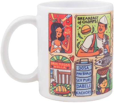 

Chumbak Bombay Masala Ceramic Mug(300 ml), White
