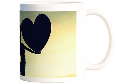 

Rangeele Inkers Heart Holding Ceramic Mug(300 ml), Multicolor