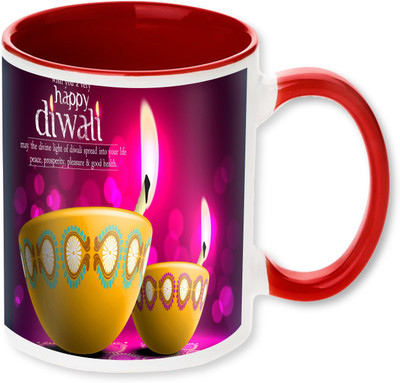 

Heyworlds happy diwali gifts 30 Ceramic Mug(325 ml), Multicolor