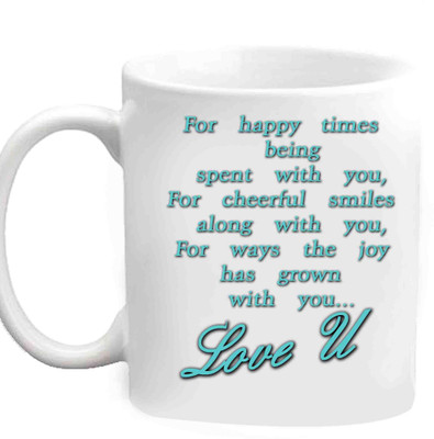 

Raj Laxmi Love U With Nice Caption White Ceramic Mug(350 ml)
